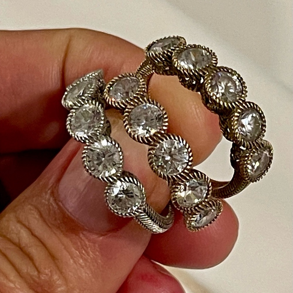 Judith Ripka Elegant Three Stackable Gold, Silver… - image 2